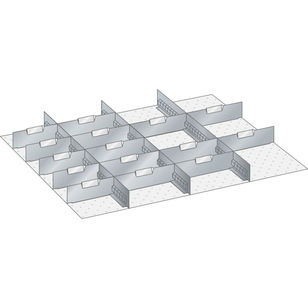 Jeu de parois à fentes et de plaquettes de séparation LISTA 45x36E, (lxP) 765x612 mm, 4 parois à fentes, 15 plaquettes de séparation, hauteur de façade 75 mm