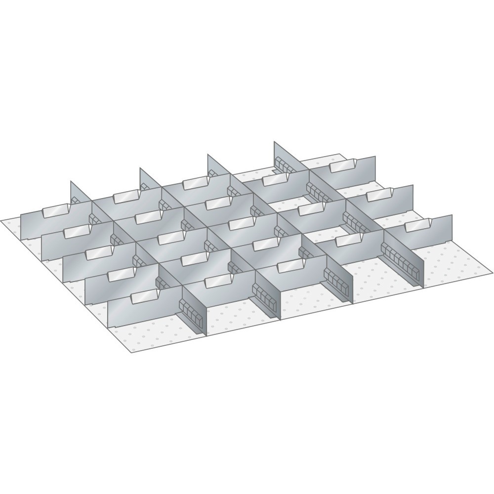 Jeu de parois à fentes et de plaquettes de séparation LISTA 45x36E, (lxP) 765x612 mm, 4 parois à fentes, 21 plaquettes de séparation, hauteur de façade 75 mm