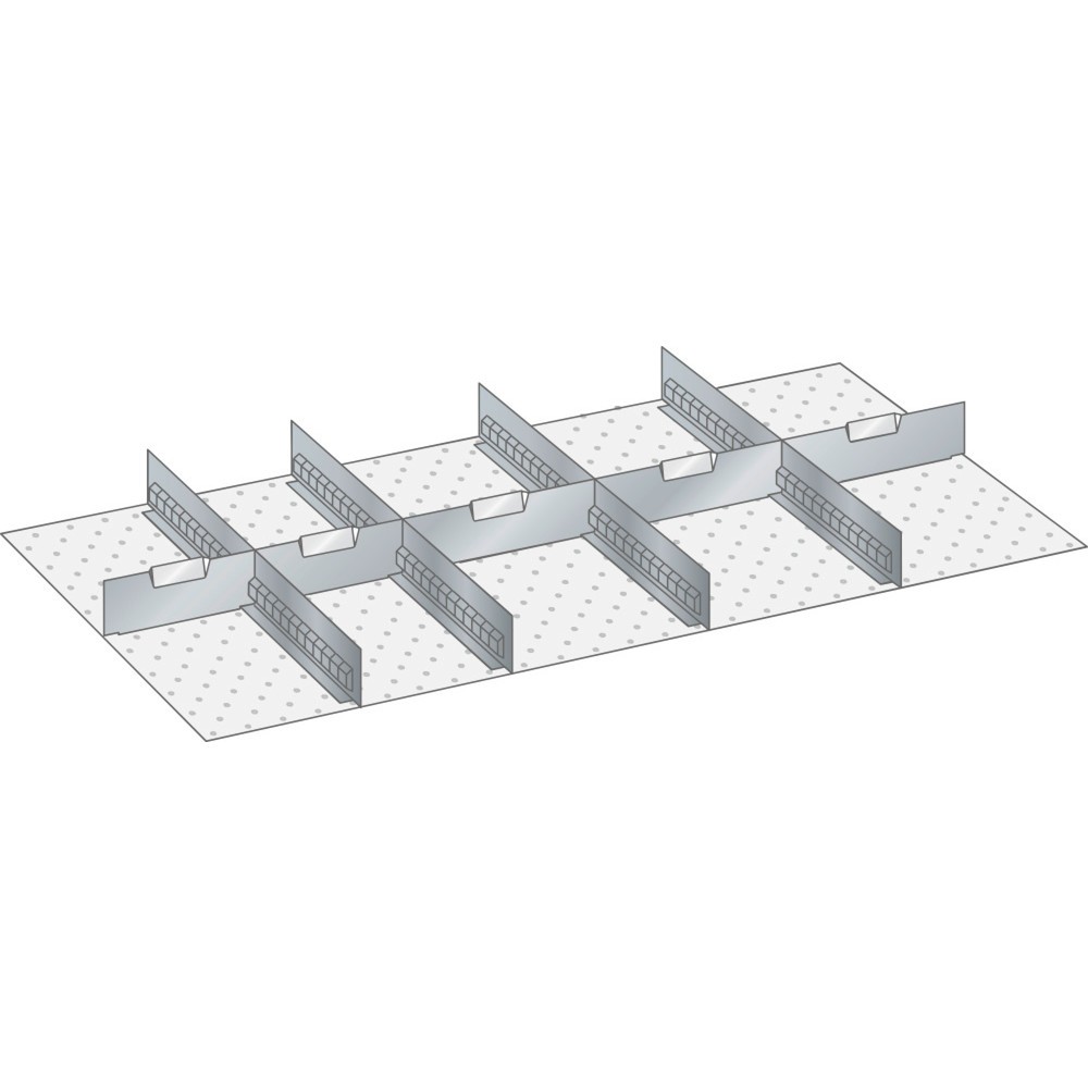 Jeu de parois à fentes et de plaquettes de séparation LISTA 54x27E, (lxPxHF) 918x459x300 mm, 4 parois à fentes, 5 plaquettes de séparation