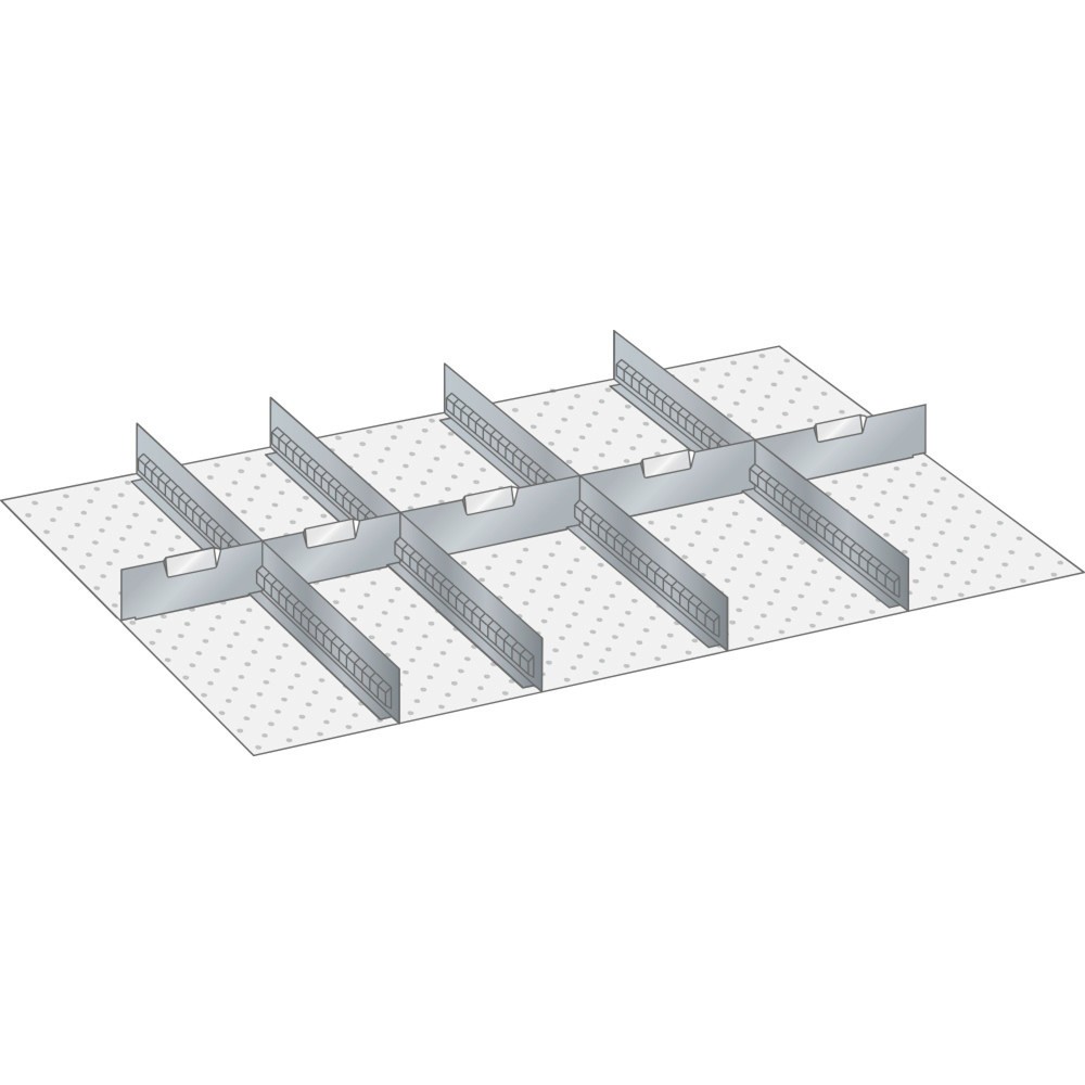 Jeu de parois à fentes et de plaquettes de séparation LISTA 54x36E, (lxPxHF) 918x612x32 mm, 4 parois à fentes, 5 plaquettes de séparation