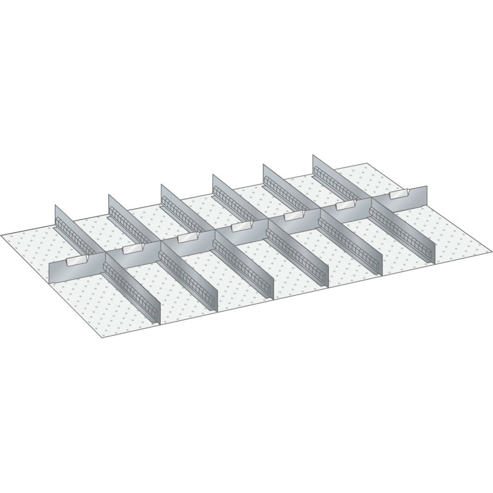 Jeu de parois à fentes et de plaquettes de séparation LISTA 64x36E, (lxP) 1088x612 mm, 6 parois à fentes, 7 plaquettes de séparation, hauteur de façade 75 mm