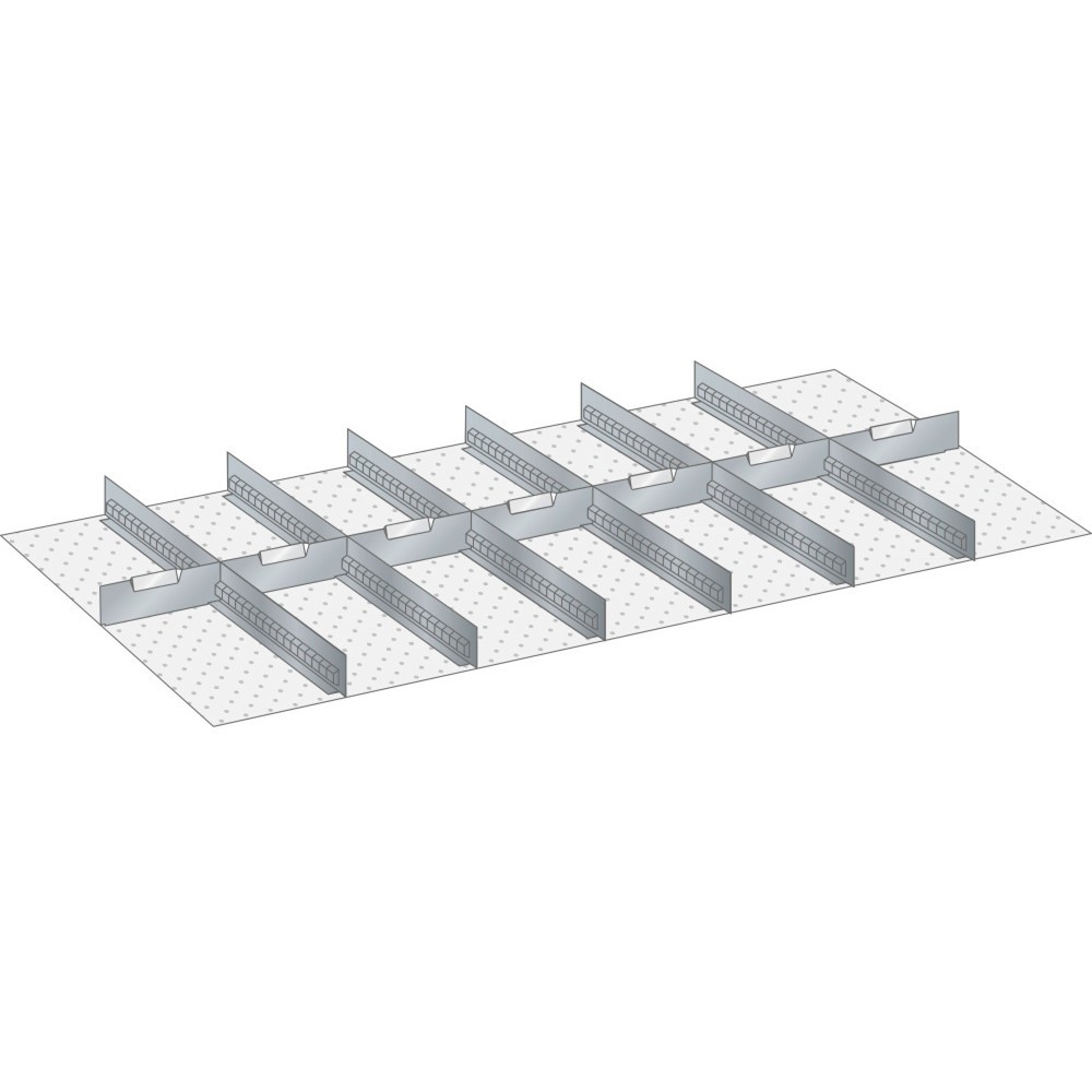 Jeu de parois à fentes et de plaquettes de séparation LISTA 78x36E, (lxP) 1326x612 mm, 6 parois à fentes, 7 plaquettes de séparation, hauteur de façade 100 mm