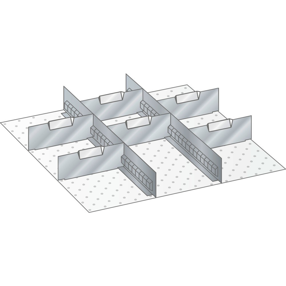 Jeu de parois à fentes et de plaquettes de séparation LISTA, (lxP) 459x510 mm, 2 parois à fentes, 6 plaquettes de séparation, hauteur de façade 75 mm