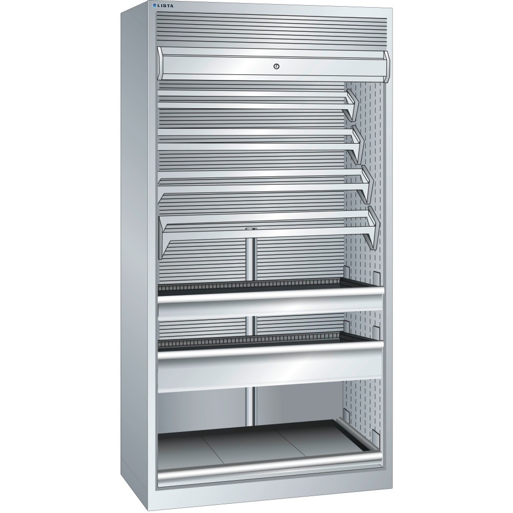 LISTA NC-Schrank 54x27E, (BxTxH) 1038x691x1950mm, o. Werkzeughalter, 2 Schubladen, lichtgrau