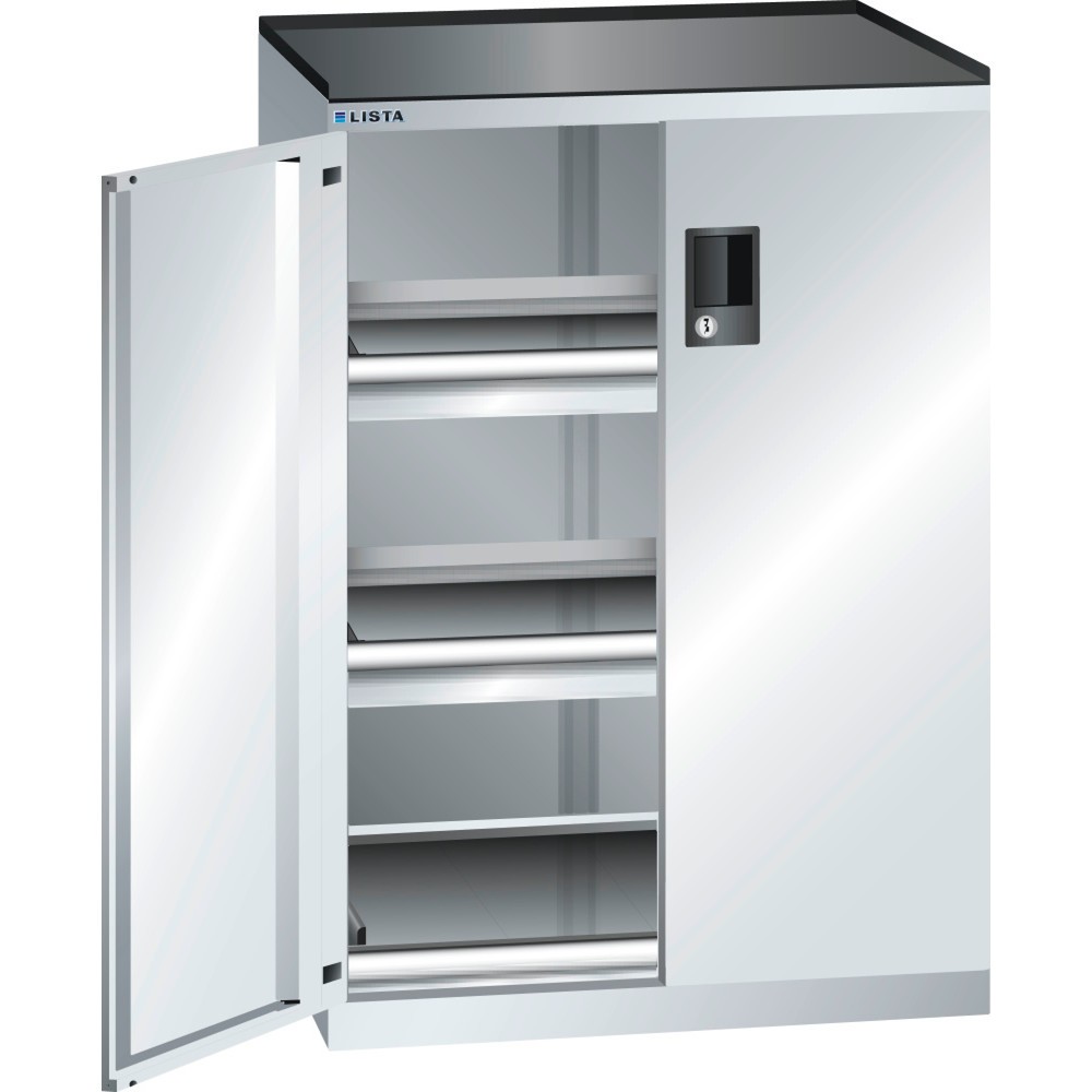 LISTA Schubladenschrank 36x27E, (BxTxH) 717x600x1020mm, 2 Schubladen TK 200kg, 2 x 75, lichtgrau, RFID Lock