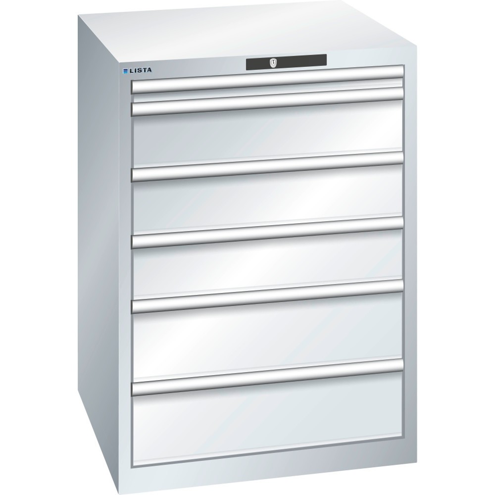 LISTA Schubladenschrank 36x36E, (BxTxH) 717x725x1000mm, 6 Schubladen TK 200kg, lichtgrau, RFID Lock