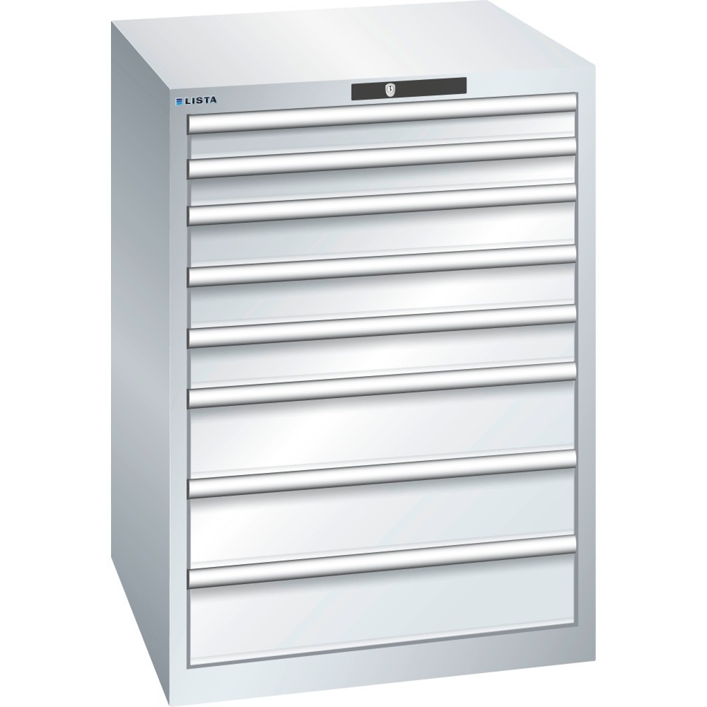 LISTA Schubladenschrank 36x36E, (BxTxH) 717x725x1000mm, 8 Schubladen TK 200kg, lichtgrau, RFID Lock