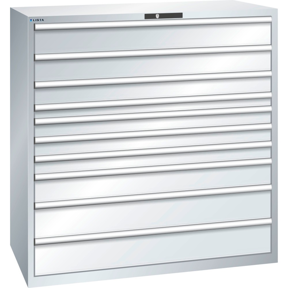 LISTA Schubladenschrank 78x36E, (BxTxH) 1431x725x1450mm, 10 Schubladen TK 200kg, lichtgrau, RFID Lock