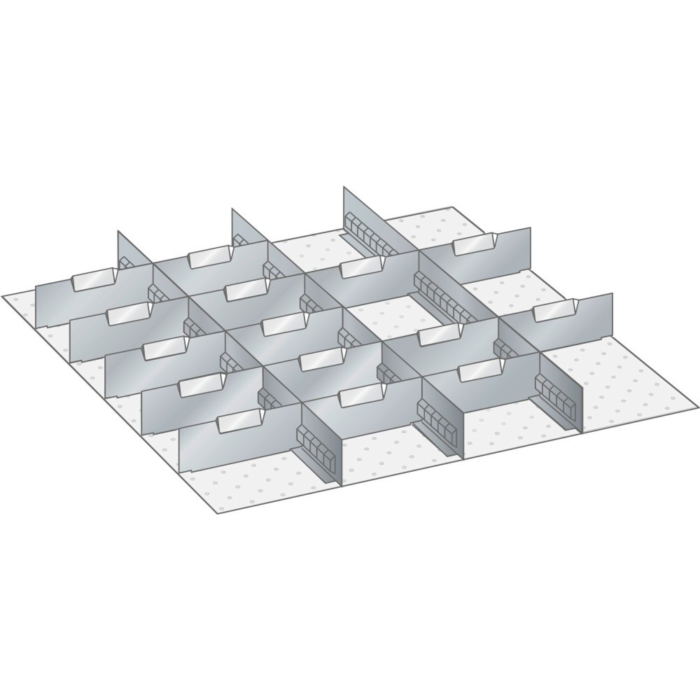 LISTA Set Schlitzwände und Trennbleche 36x36E, (BxTxFH) 612x612x250mm, 3 Schlitzwände, 15 Trennbleche