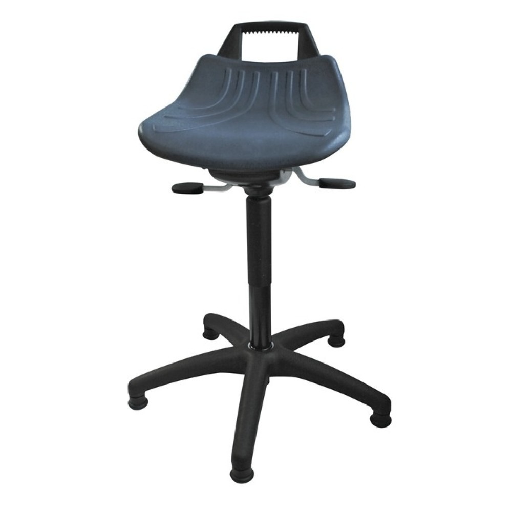 Tabouret pivotant LOTZ, mousse PU bleu, avec patins, hauteur d'assise réglable de 490 à 680 mm