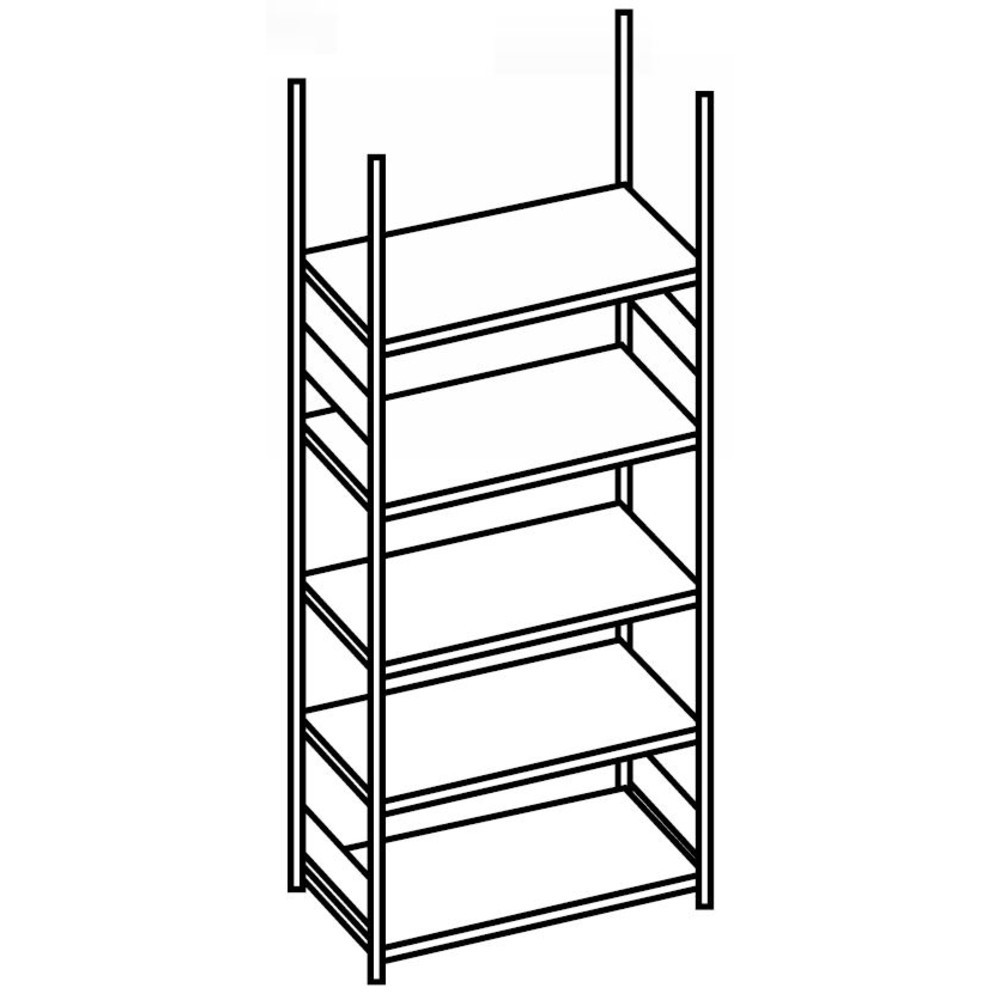 Aktenregal META Grundfeld, einseitig, ohne Abdeckboden, Fachlast 80 kg, verzinkt