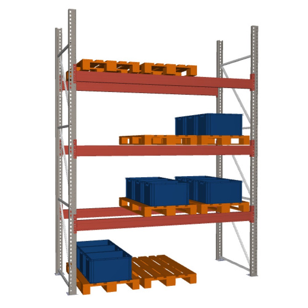 META MULTIPAL Palettenregal , Fachlast 2910 kg, 12 Palettenplätze, 3,8 m Höhe, 1 Feld