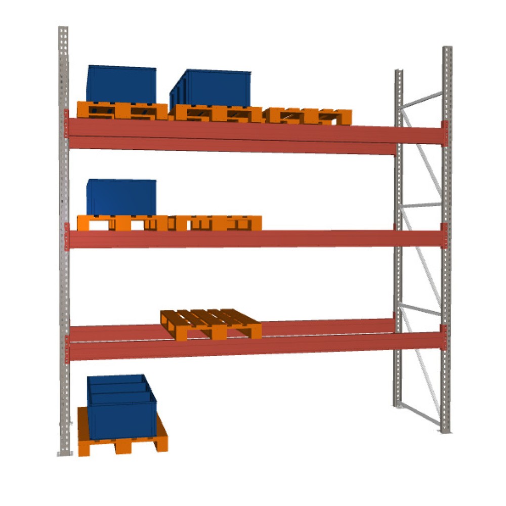 META MULTIPAL Palettenregal , Fachlast 3880 kg, 16 Palettenplätze, 3,8 m Höhe, 1 Feld