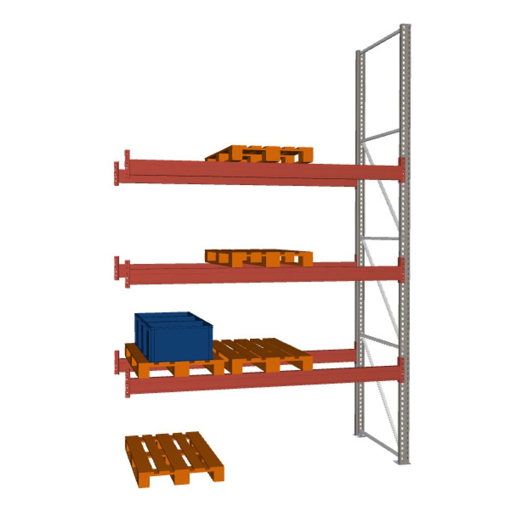 META MULTIPAL  Palettenregal , Anbaufeld, Fachlast 2.910 kg, 12 Palettenplätze, 4,4 m Höhe