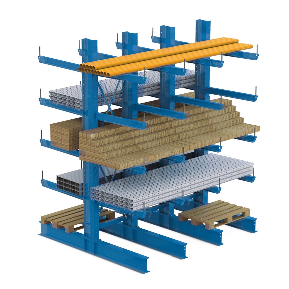 Schwerlast-Kragarmregal META, doppelseitig, Tragkraft pro Arm bis 630 kg