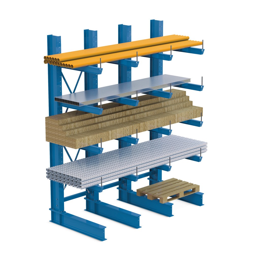 Schwerlast-Kragarmregal META, einseitig, Tragkraft pro Arm bis 630 kg