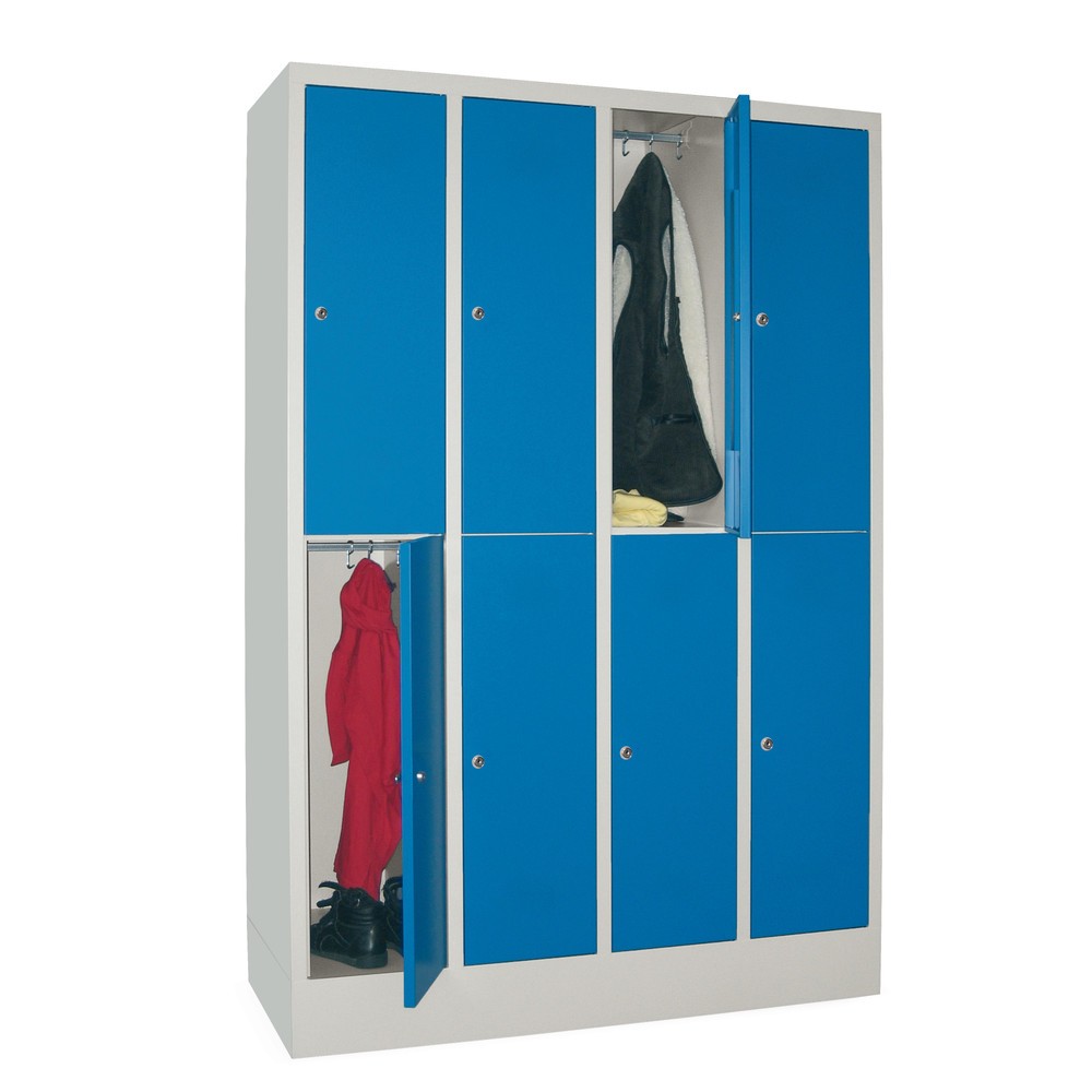 Meuble coffre-fort PAVOY, 4 x 2 compartiments, H x l x P 1 850 x 1 230 x 500 mm, bleu clair, gris clair