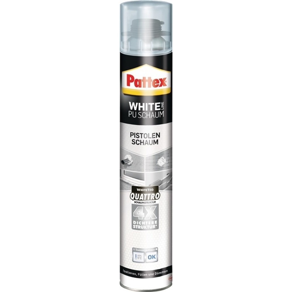 Mousse pistolet PATTEX 1K White Line PUS75 750 ml B2 blanche avec une main sch.tin