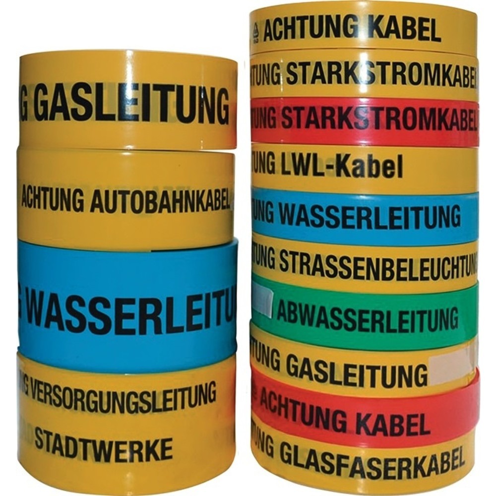 MULTICOLL Trassenwarnband, Breite 40 mm Länge 250 m gelb, Aufdruck Achtung Hochspannungskabel