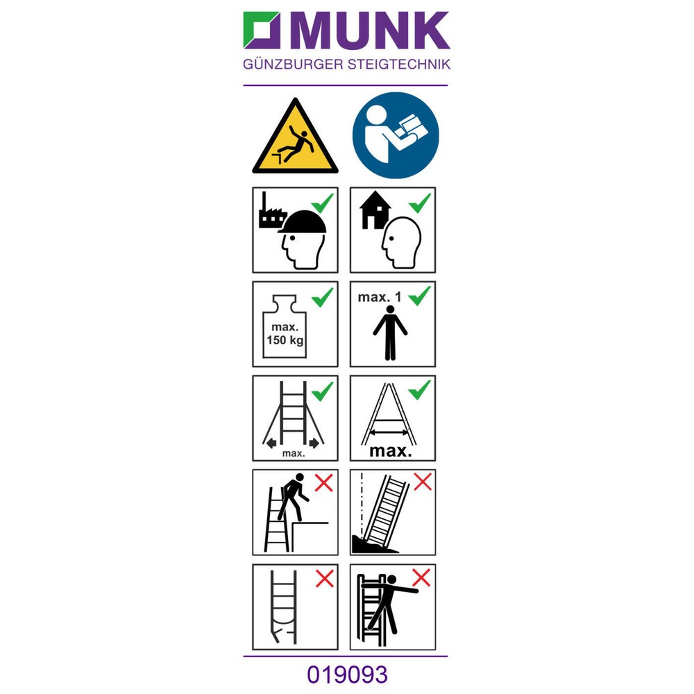 Munk Hinweis-Aufkleber für Plattformleitern < 2,50 m (FlexxStep) Aufkleber 19093