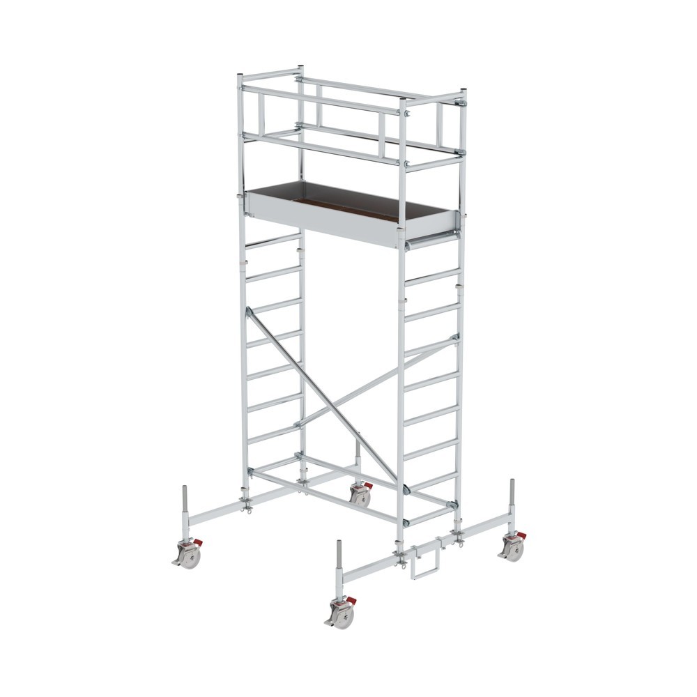 Munk Échafaudage roulant 0,75 x 1,80 m avec traverse mobile Hauteur de plate-forme 3 m