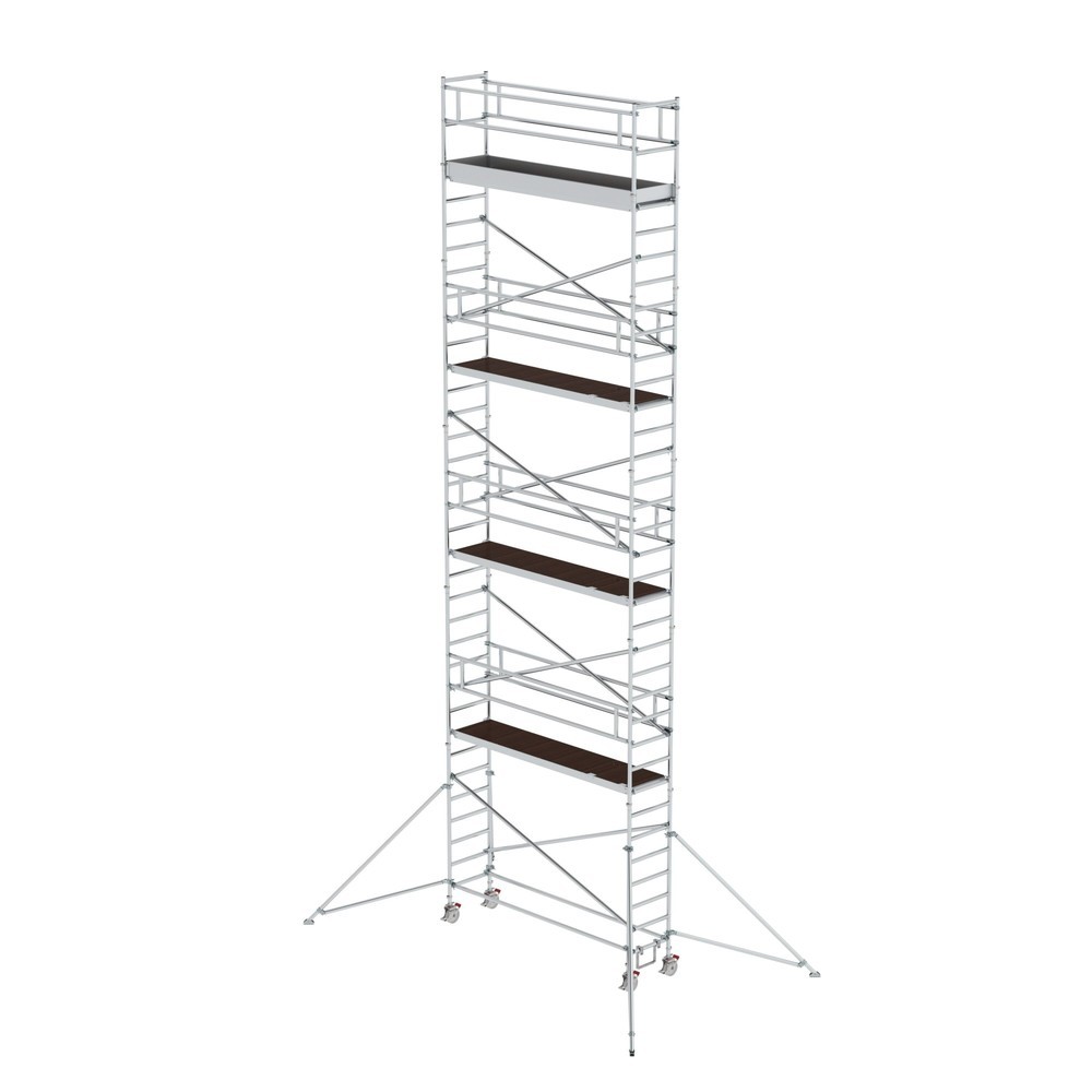 Munk Échafaudage roulant 0,75 x 3,0 m avec stabilisateurs Hauteur de plate-forme 9,35 m