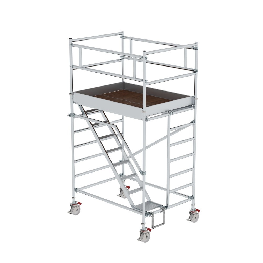 Munk Échafaudage roulant 1,35 x 1,80 m avec échelles inclinées Hauteur de plate-forme 2,35 m