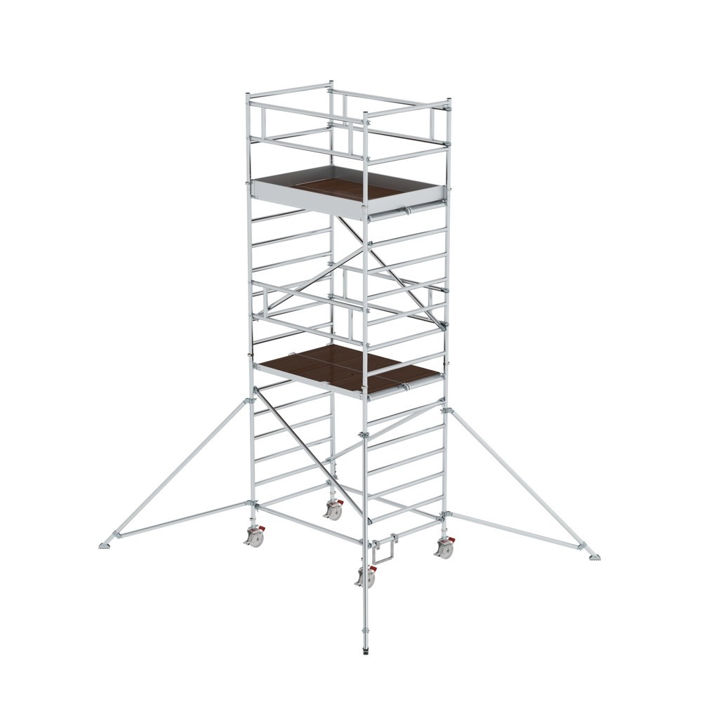 Munk Échafaudage roulant 1,35 x 1,80 m avec stabilisateur & double plate-forme Hauteur de plate-forme 4,35 m