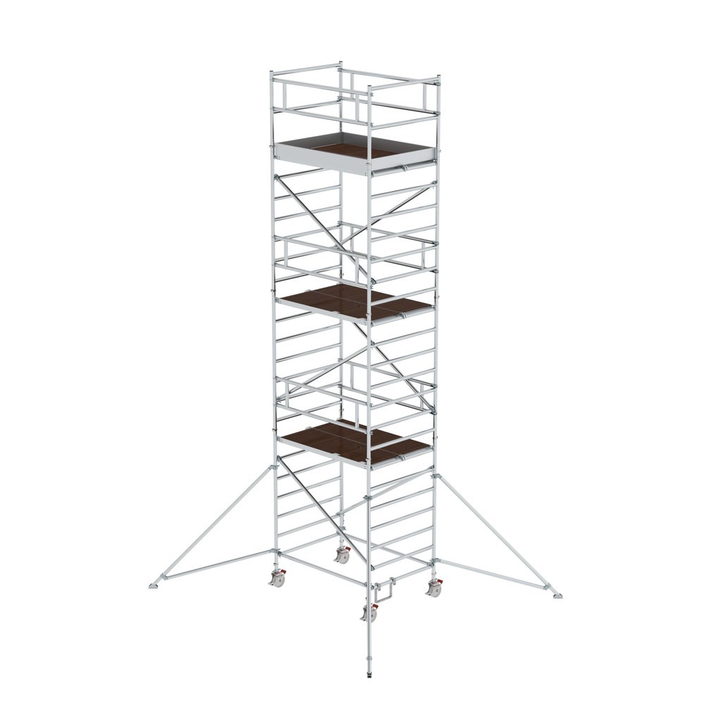 Munk Échafaudage roulant 1,35 x 1,80 m avec stabilisateur & double plate-forme Hauteur de plate-forme 6,35 m