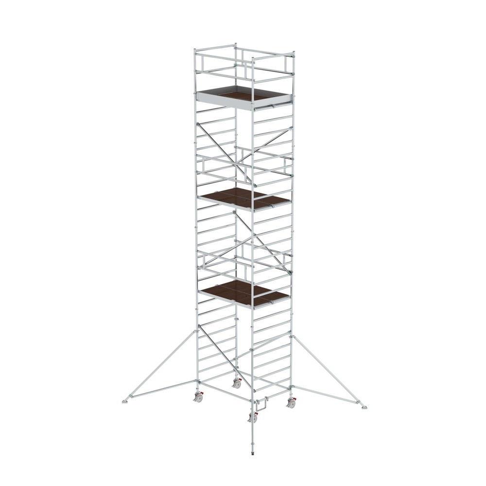 Munk Échafaudage roulant 1,35 x 1,80 m avec stabilisateur & double plate-forme Hauteur de plate-forme 7,35 m