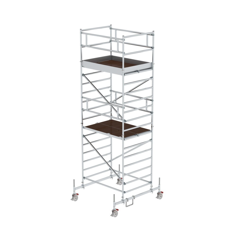 Munk Échafaudage roulant 1,35 x 1,80 m avec traverse mobile & double plate-forme Hauteur de plate-forme 4,45 m