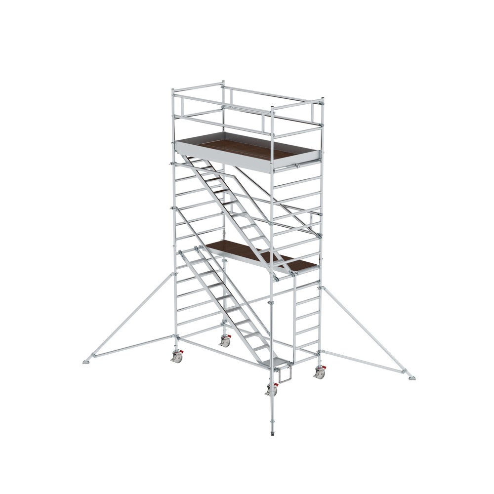 Munk Échafaudage roulant 1,35 x 2,45 m avec échelles inclinées & stabilisateurs Hauteur de plate-forme 4,35 m