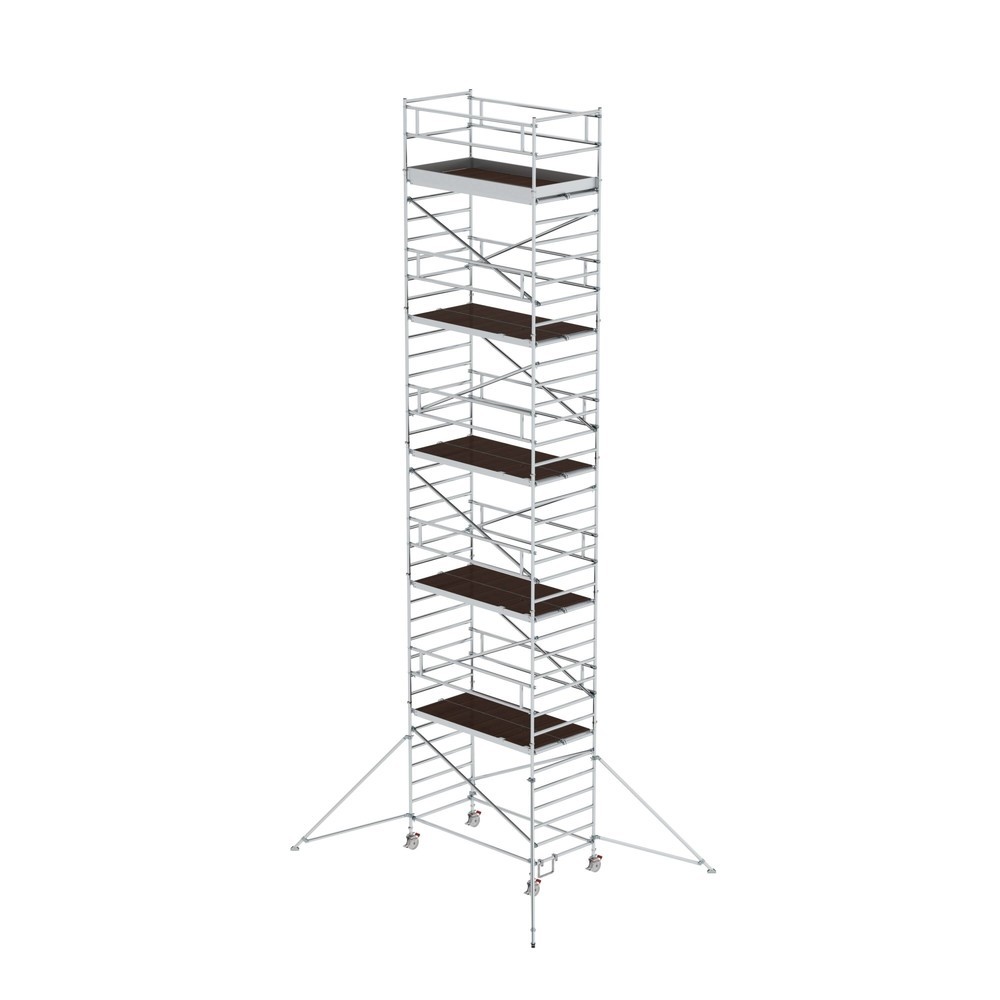 Munk Échafaudage roulant 1,35 x 2,45 m avec stabilisateur & double plate-forme Hauteur de plate-forme 10,35 m