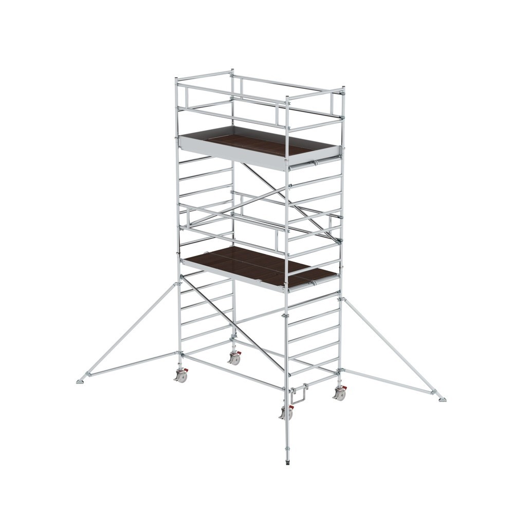 Munk Échafaudage roulant 1,35 x 2,45 m avec stabilisateur & double plate-forme Hauteur de plate-forme 4,35 m