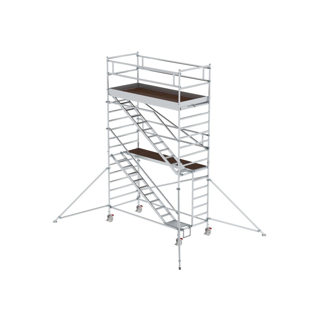 Munk Échafaudage roulant 1,35 x 3,0 m avec échelles inclinées & stabilisateurs Hauteur de plate-forme 4,35 m