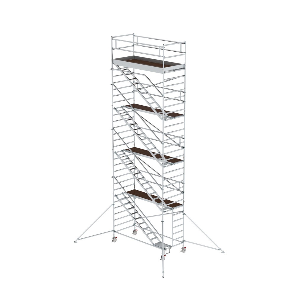 Munk Échafaudage roulant 1,35 x 3,0 m avec échelles inclinées & stabilisateurs Hauteur de plate-forme 8,35 m