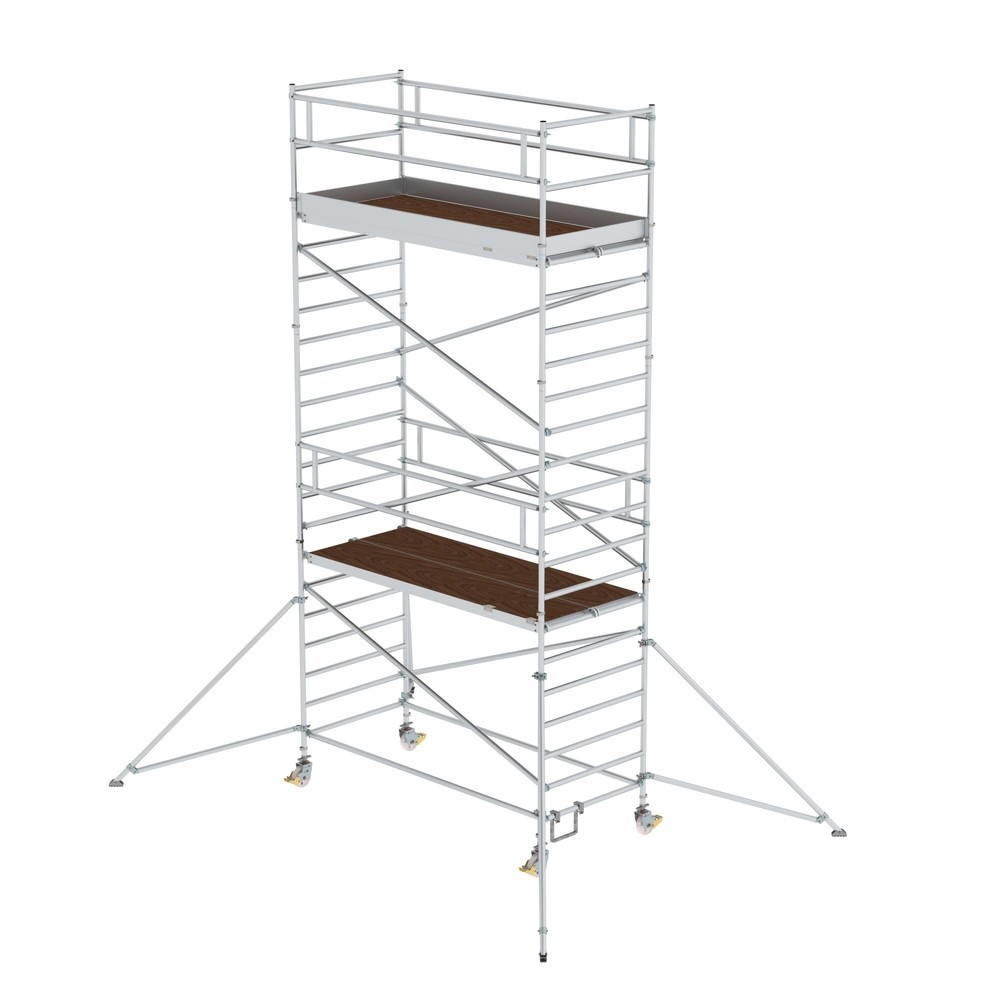 Munk Échafaudage roulant 1,35 x 3,0 m avec stabilisateur & double plate-forme Hauteur de plate-forme 5,35 m