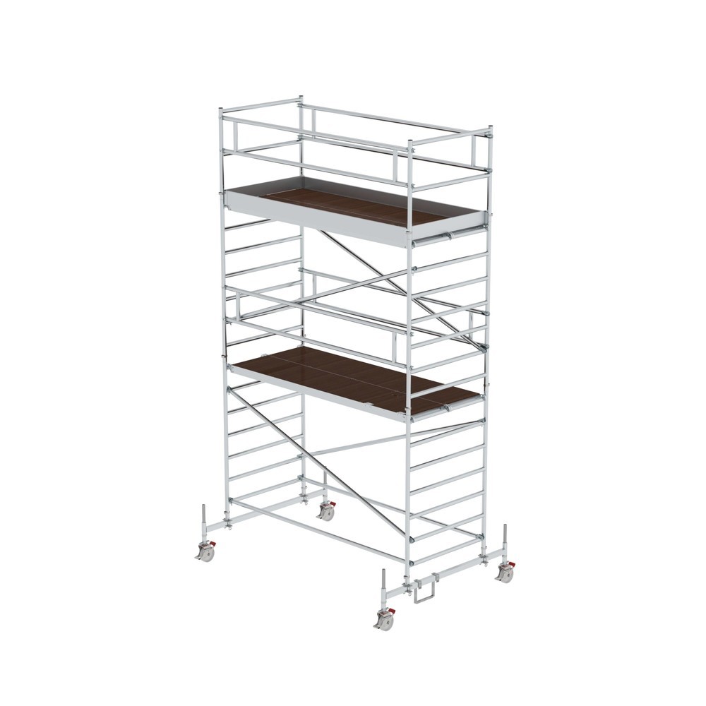 Munk Échafaudage roulant 1,35 x 3,0 m avec traverse mobile et double plate-forme Hauteur de plate-forme 4,45 m