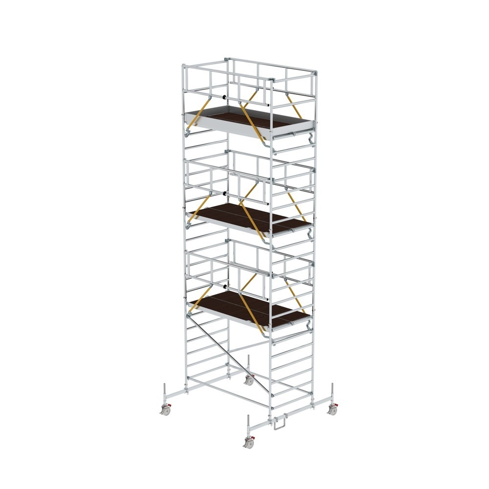 Munk Échafaudage roulant SG 1,35 x 2,45 m avec traverse mobile & double plate-forme Hauteur de plate-forme 6,62 m