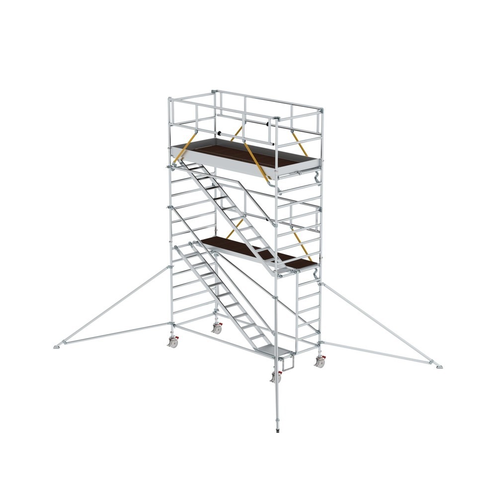 Munk Échafaudage roulant SG 1,35 x 3,0 m avec marches inclinées et stabilisateurs, hauteur de plate-forme 4,47 m