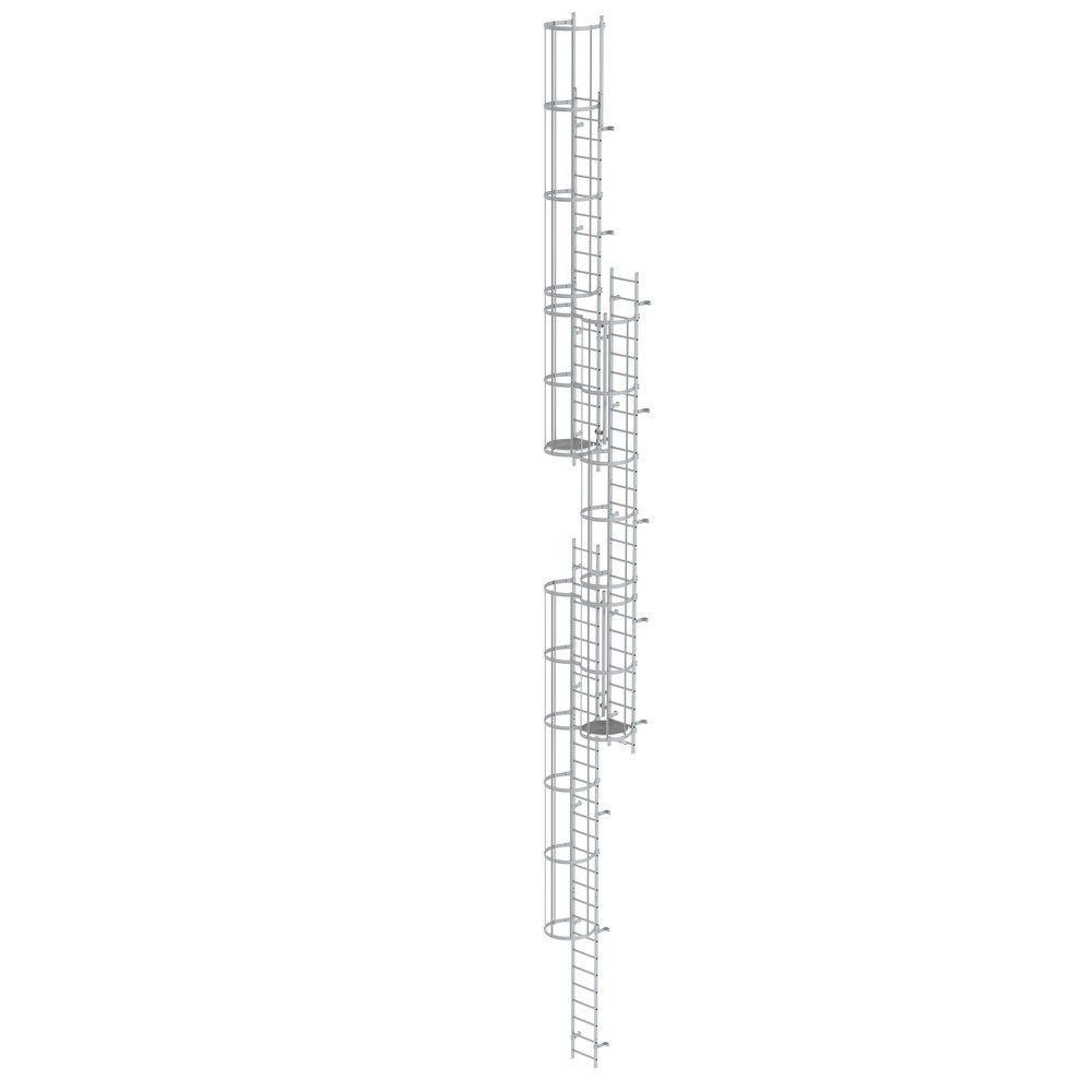 Munk Mehrzügige Steigleiter mit Rückenschutz (Maschinen) Aluminium blank 16,32m