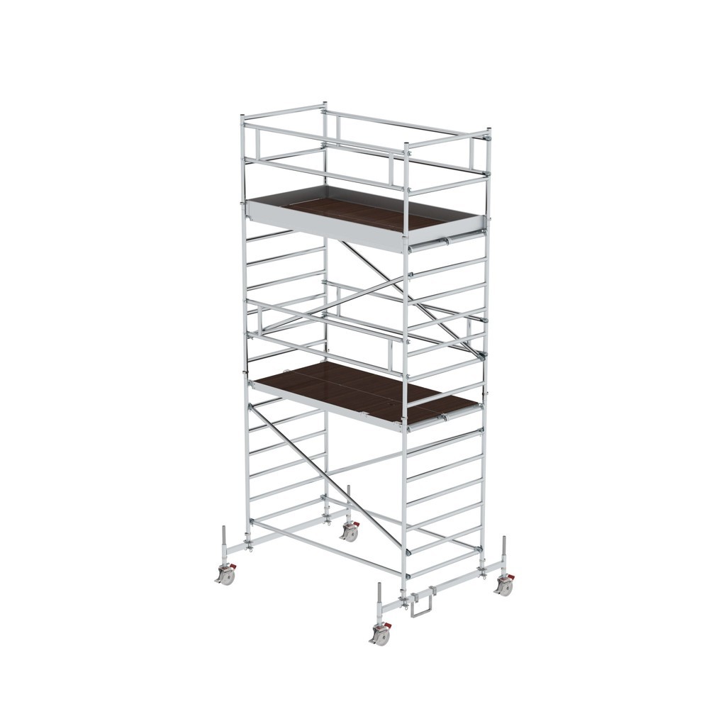 Munk Échafaudage roulant 1,35 x 2,45 m avec traverse mobile & double plate-forme