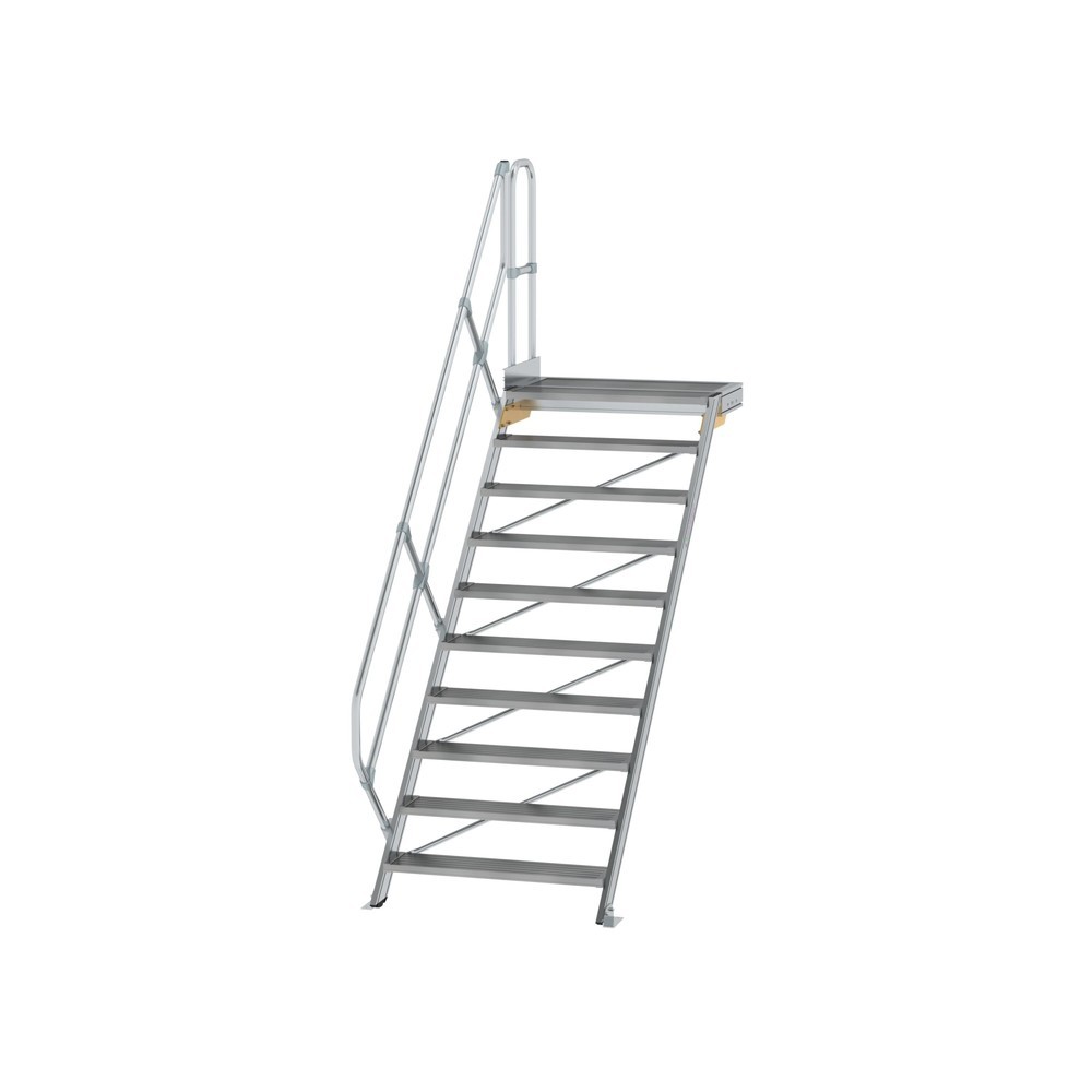 Munk Treppe mit Plattform 45° Stufenbreite 1000 mm 10 Stufen Aluminium geriffelt