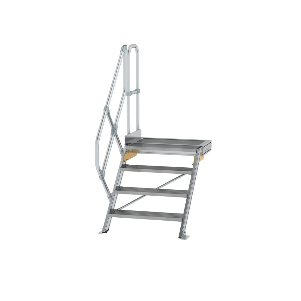 Munk Treppe mit Plattform 45° Stufenbreite 800 mm 4 Stufen Aluminium geriffelt