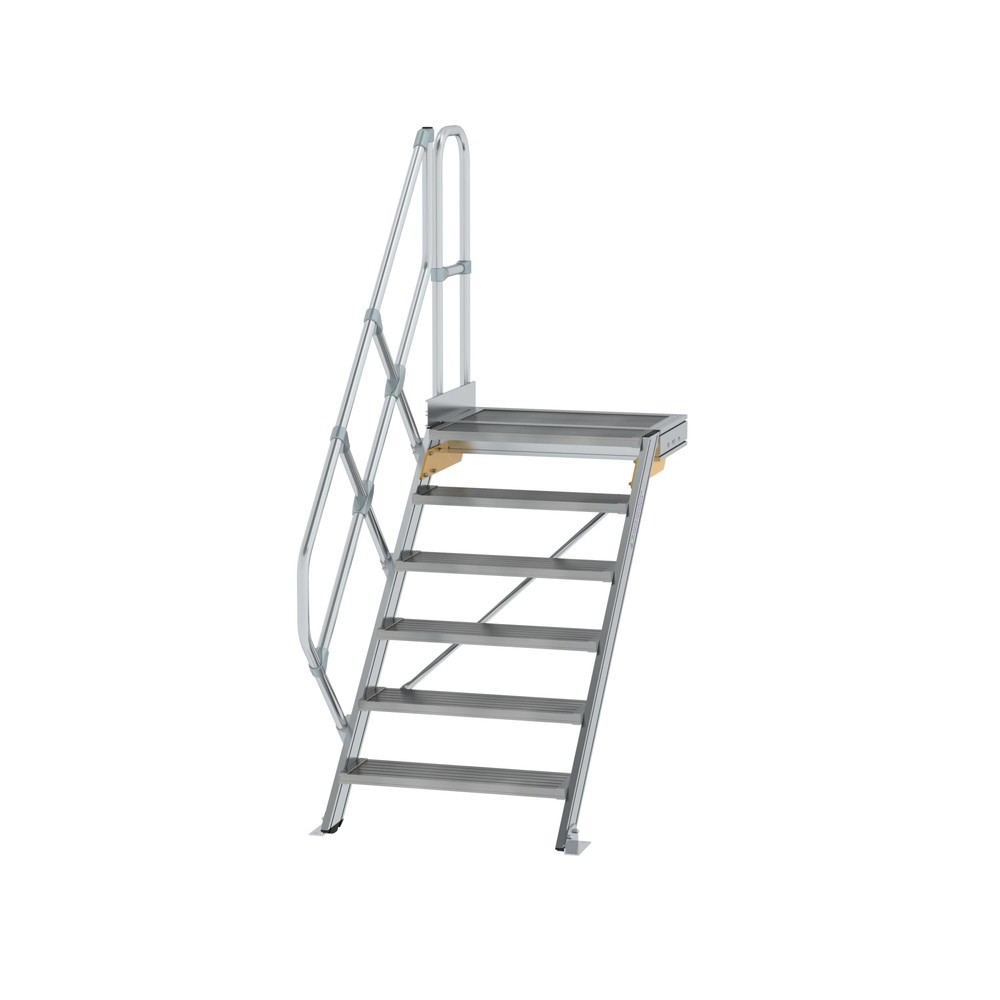 Munk Treppe mit Plattform 45° Stufenbreite 800 mm 6 Stufen Aluminium geriffelt