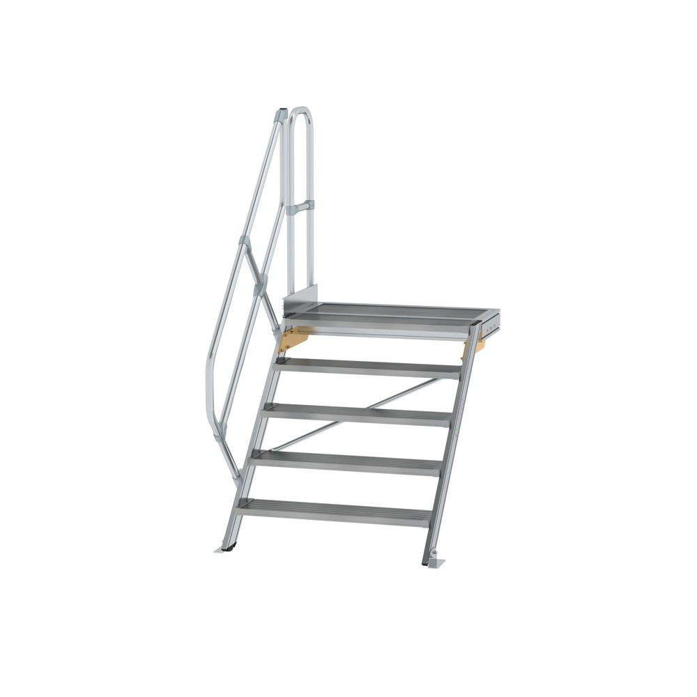 Munk Treppe mit Plattform 45° Stufenbreite 800 mm 5 Stufen Aluminium geriffelt