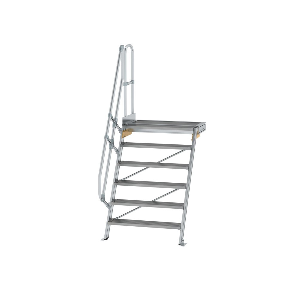 Munk Treppe mit Plattform 60° Stufenbreite 1000 mm 6 Stufen Aluminium geriffelt