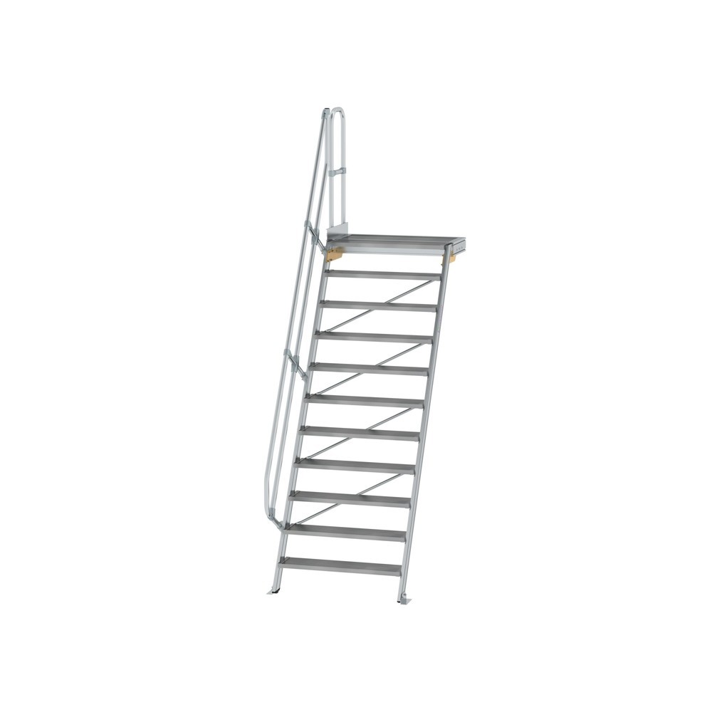 Munk Treppe mit Plattform 60° Stufenbreite 1000 mm 11 Stufen Aluminium geriffelt