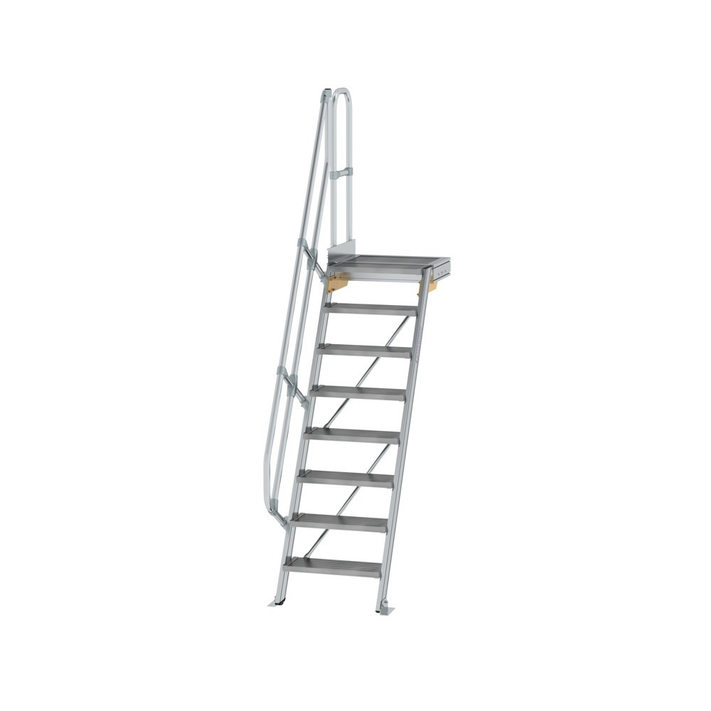 Munk Treppe mit Plattform 60° Stufenbreite 600 mm 8 Stufen Aluminium geriffelt