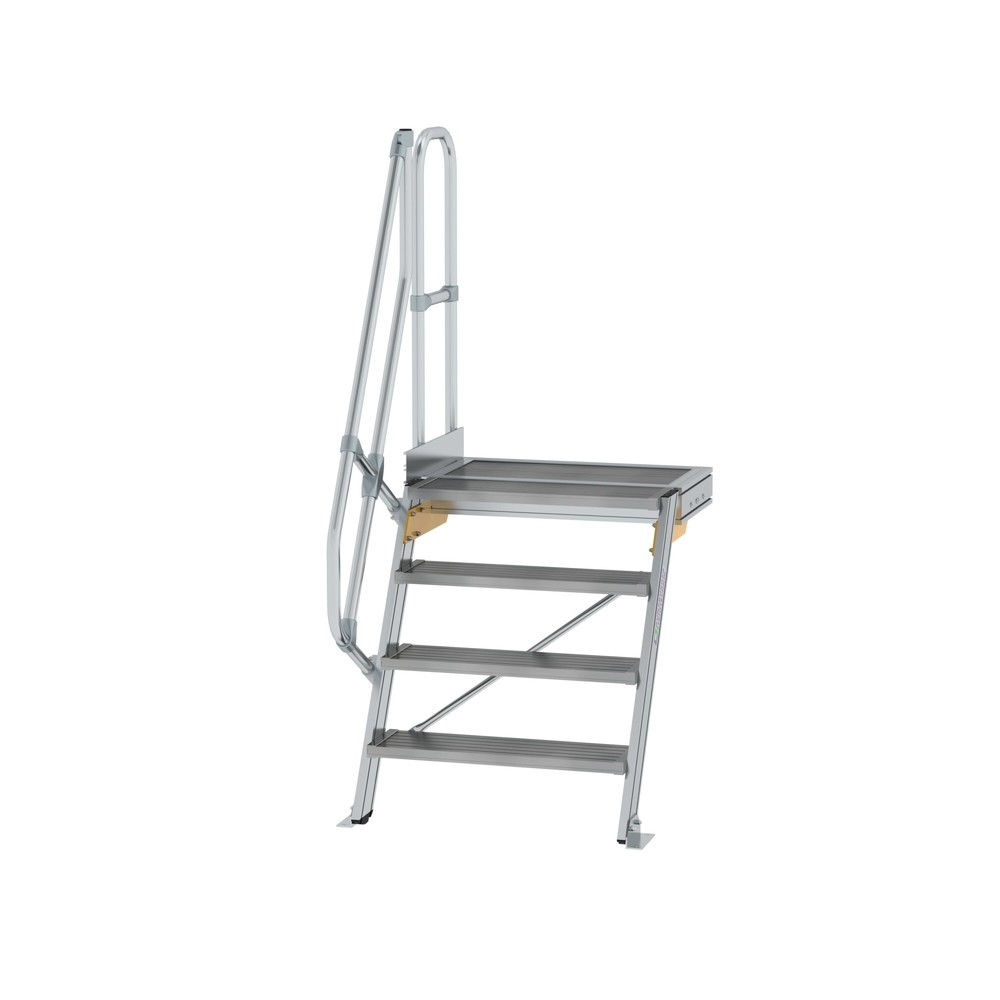 Munk Treppe mit Plattform 60° Stufenbreite 800 mm 4 Stufen Aluminium geriffelt